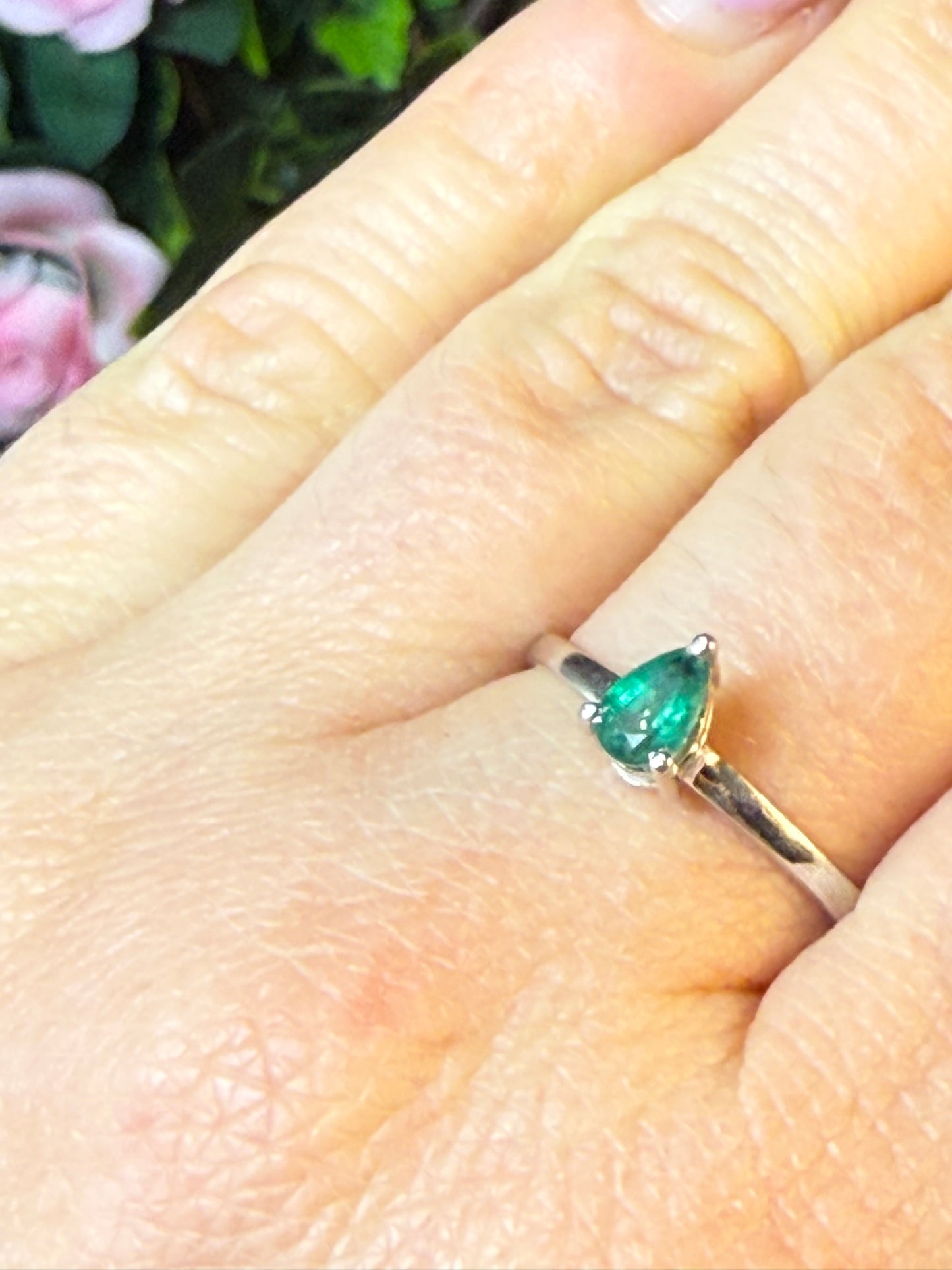 Zambian Emerald - Rare 925 Silver Ring - Size P 1/2