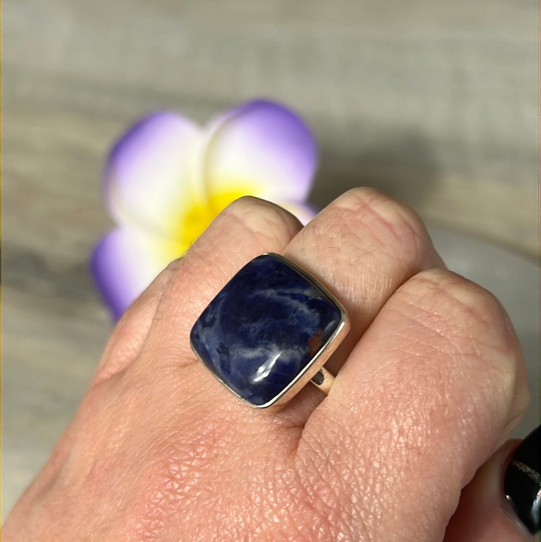 Sodalite 925 Silver Ring -  Size S