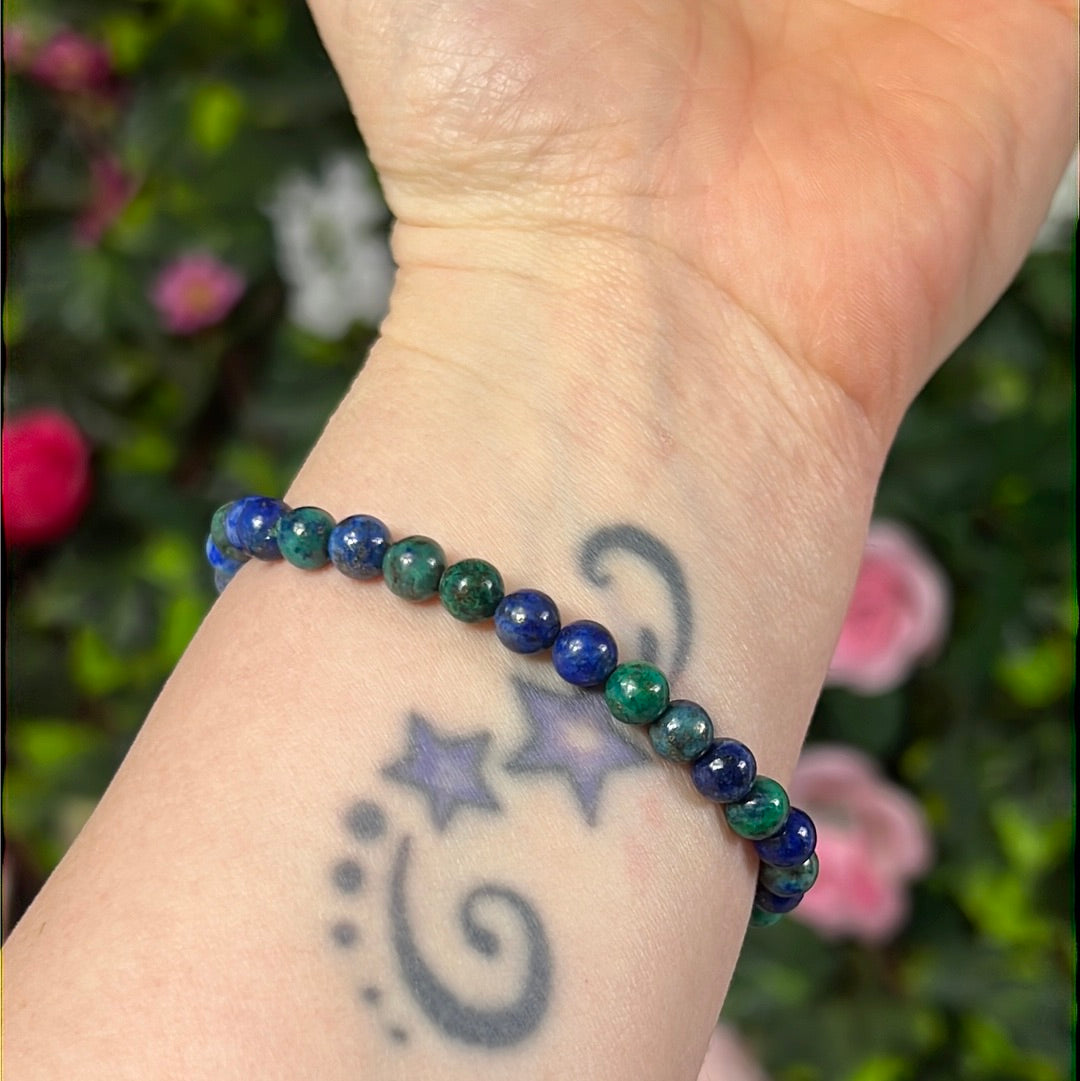 Azurite & Chrysocolla 6mm Bead Bracelet
