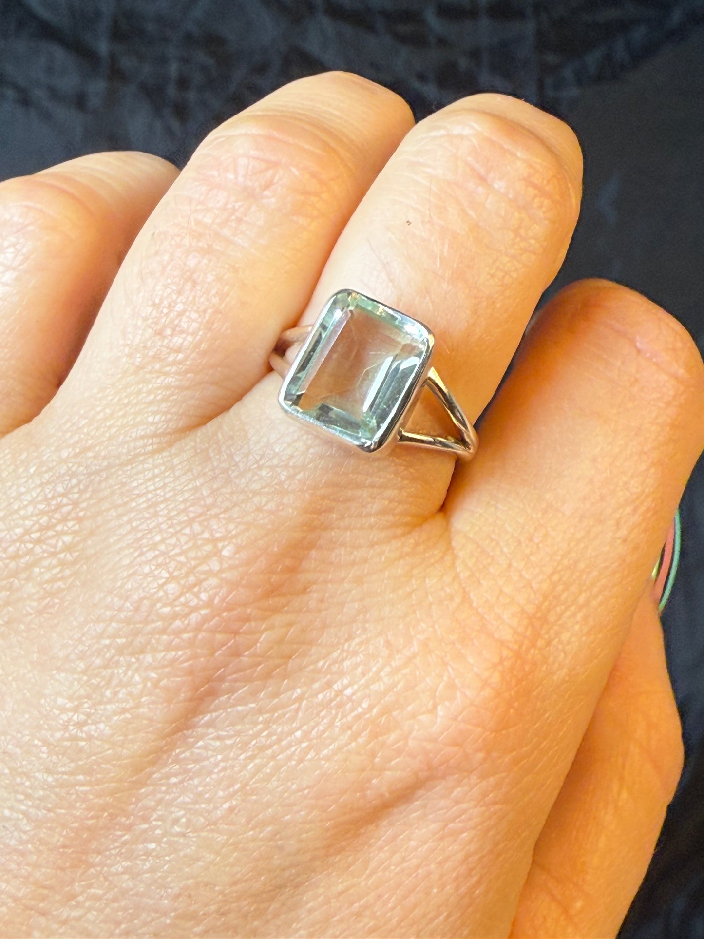 Prasolite 925 Ring - Size O 1/2 Green Amethyst
