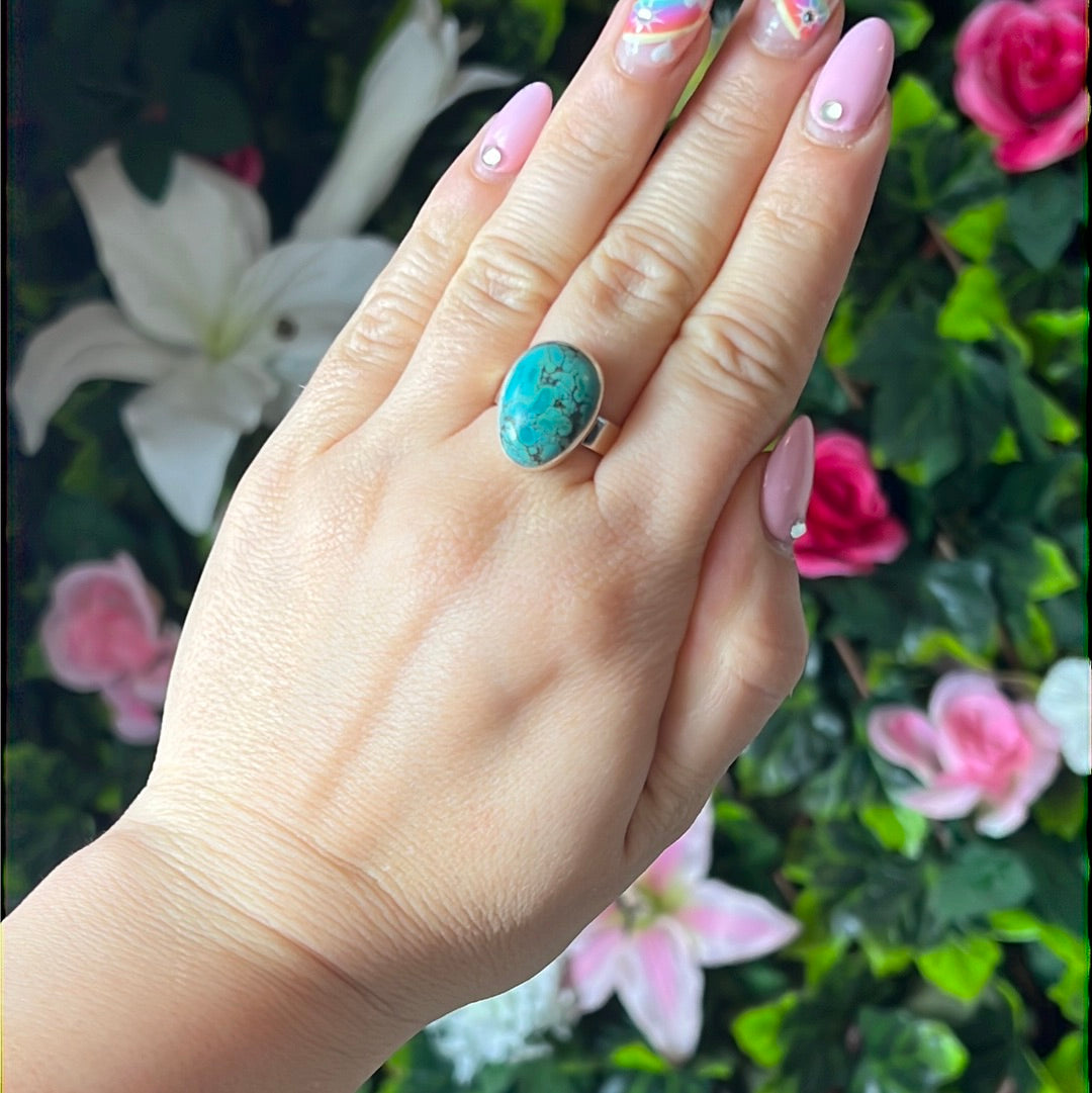 Adjustable Turquoise 925 Sterling Silver Ring