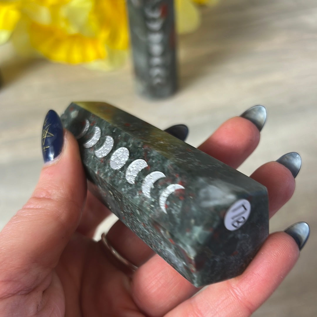 African Bloodstone Moon Phase Lunar Point Tower