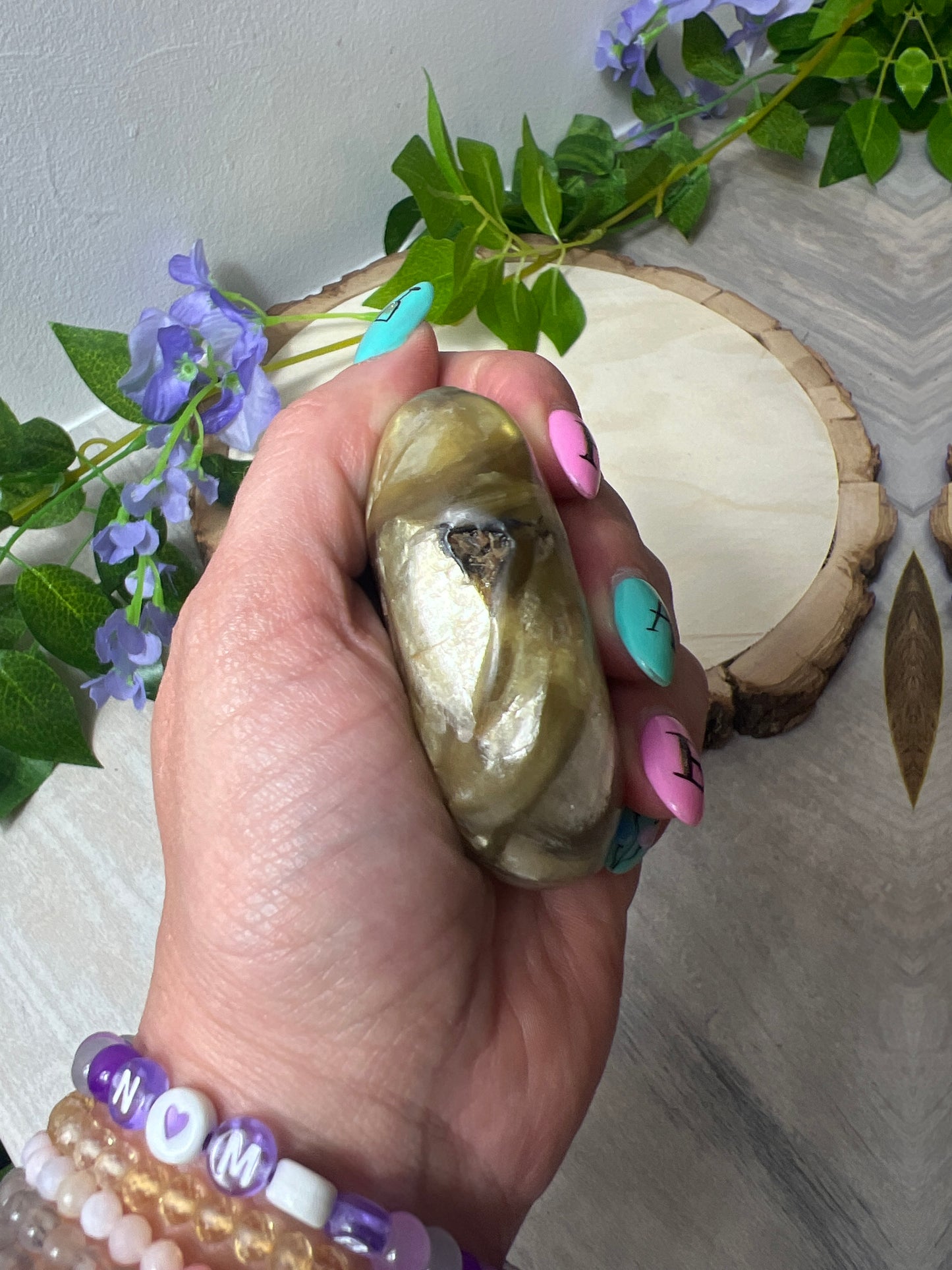 Golden Star Yellow Mica Lepidolite Palm - rare