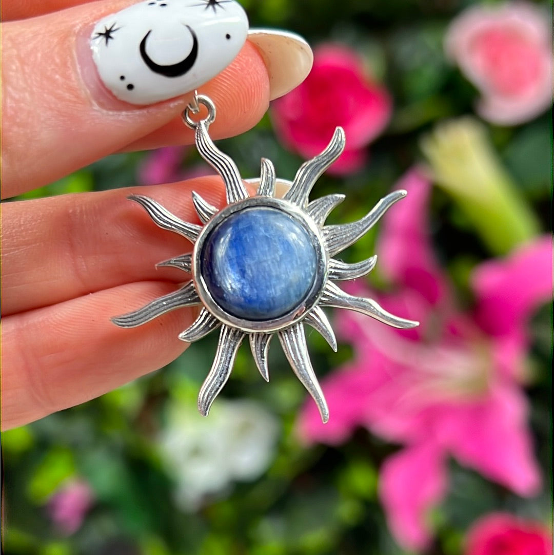 Flaming Sun Sunshine 925 Sterling Silver Pendant