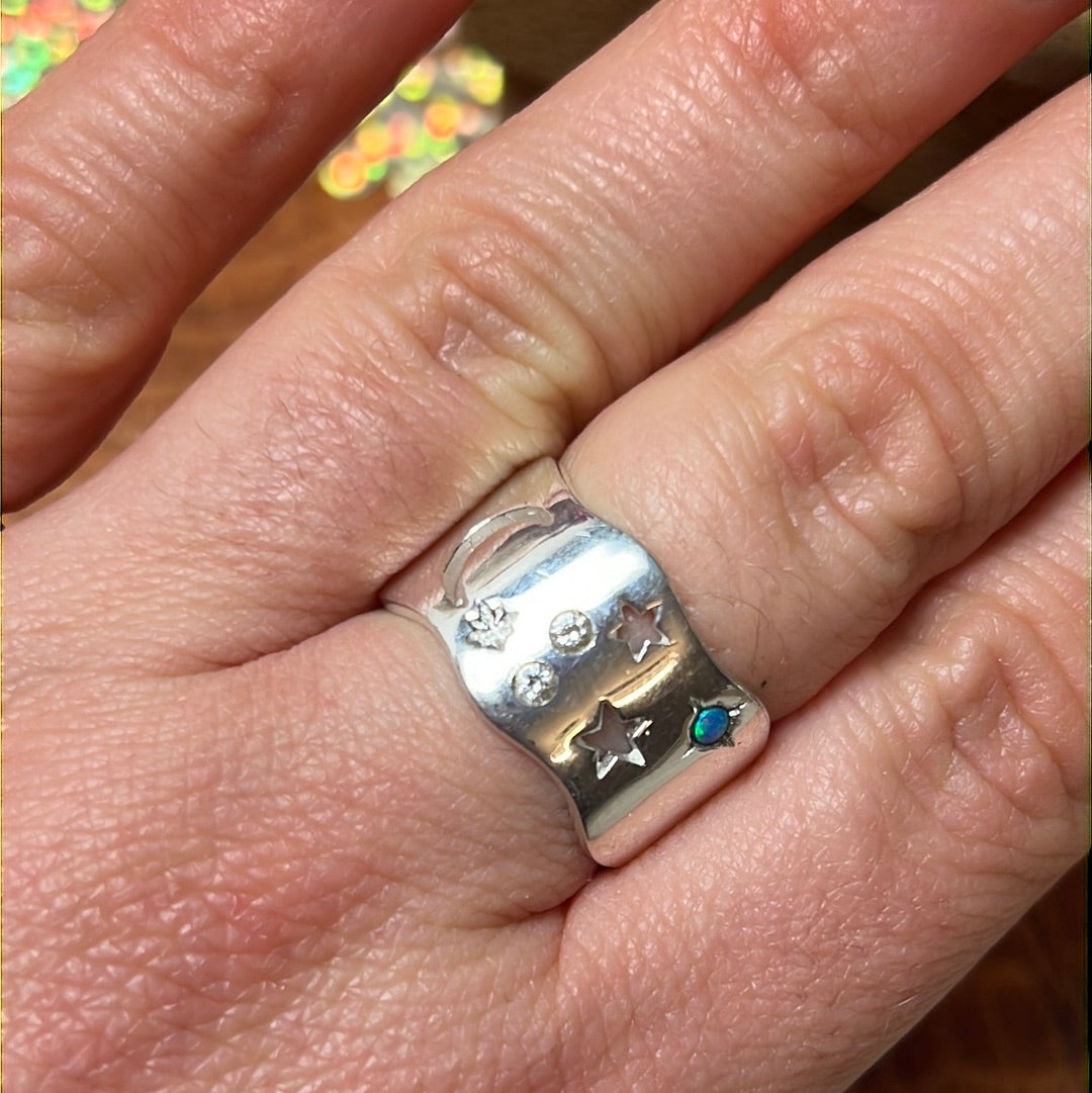 Tala Lani Opal Moon - 925 Sterling Silver Ring