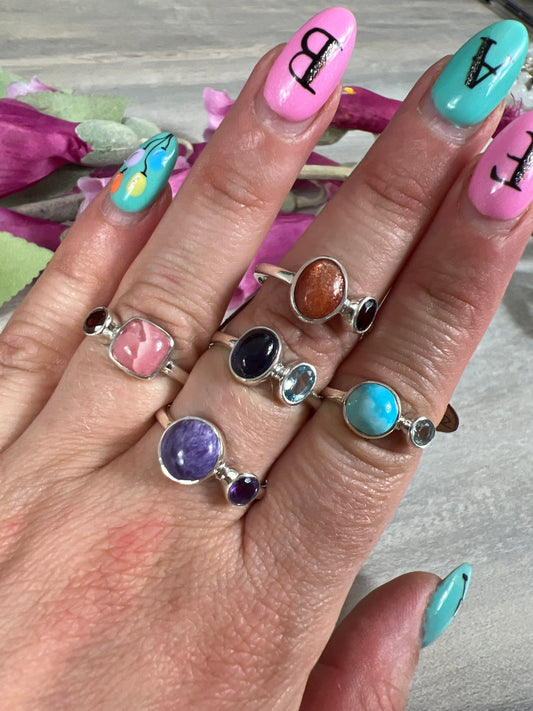 Duo Stone Ring - 925 Sterling Silver