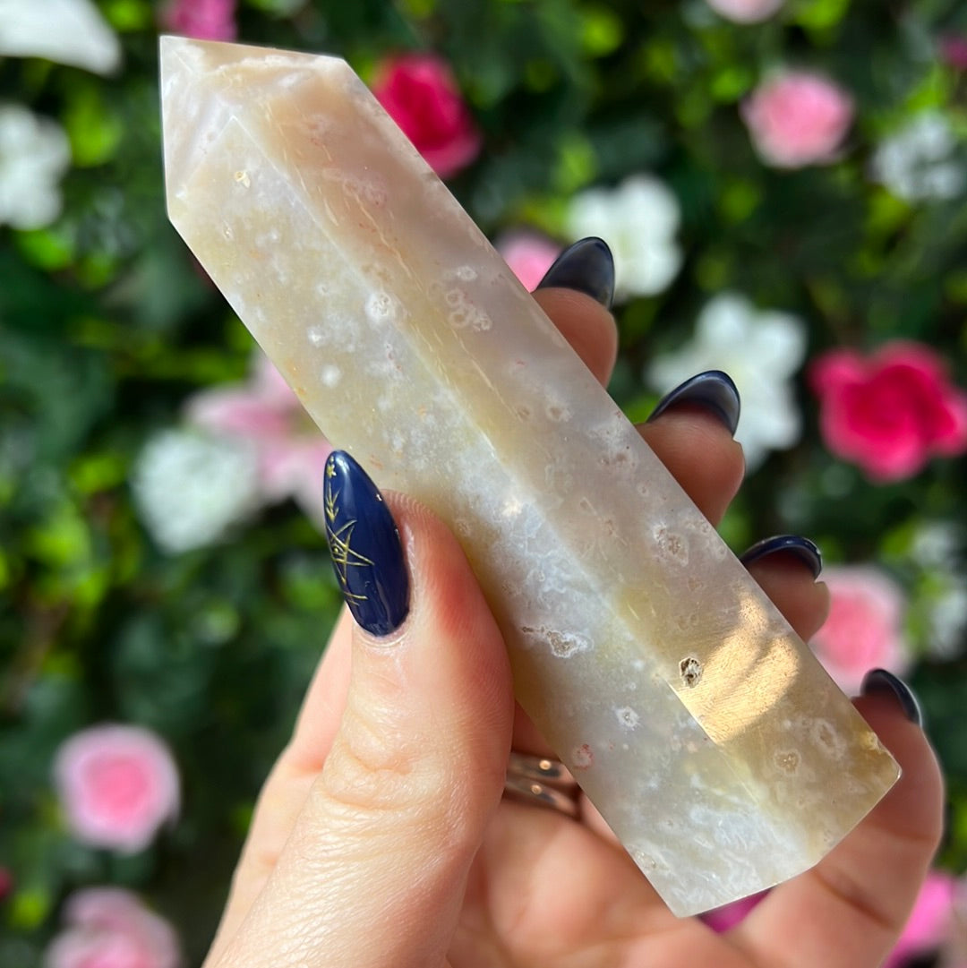 Flower Agate Tower Point