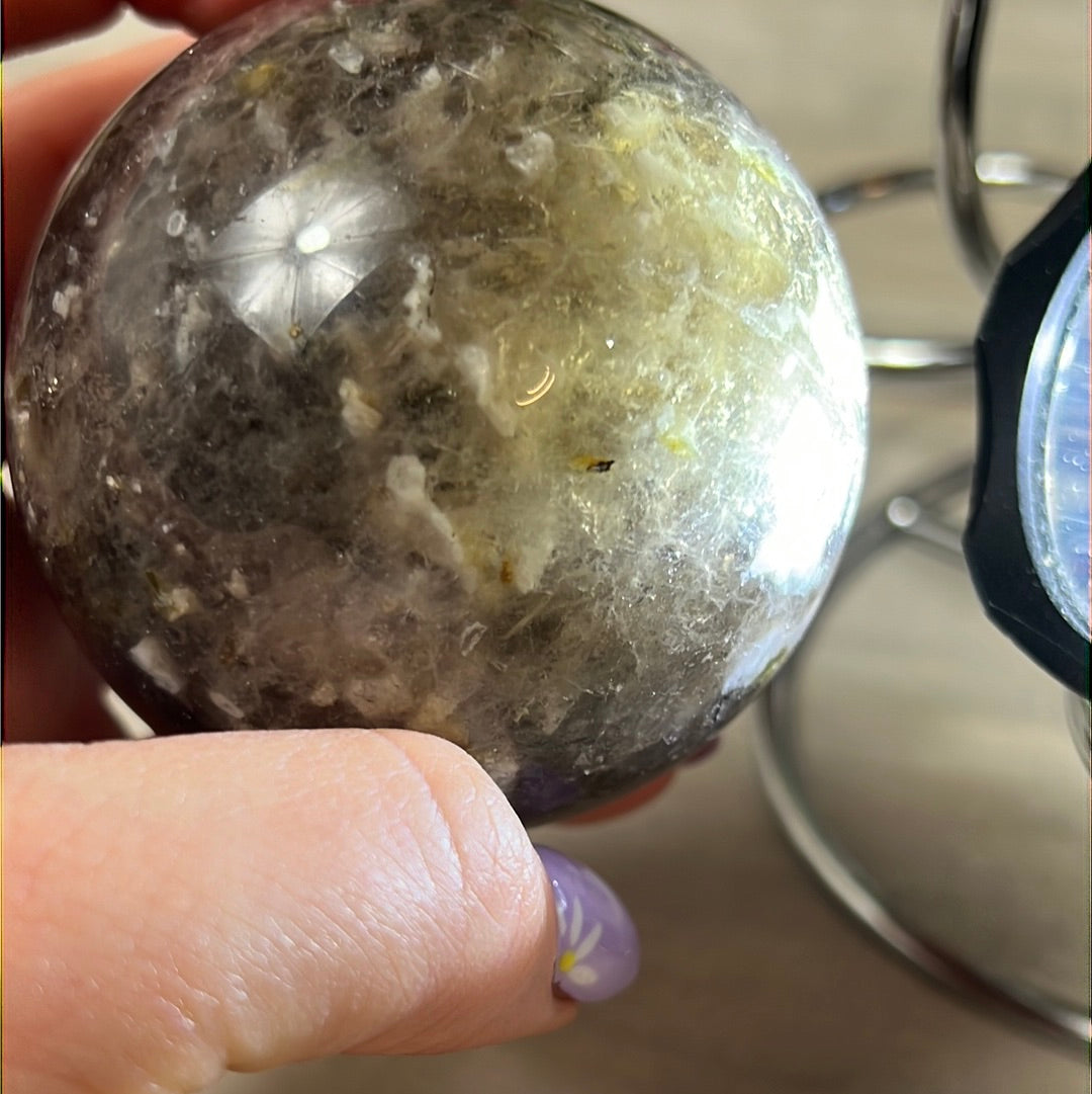 Smoky Quartz & Green Mica Sphere - rare