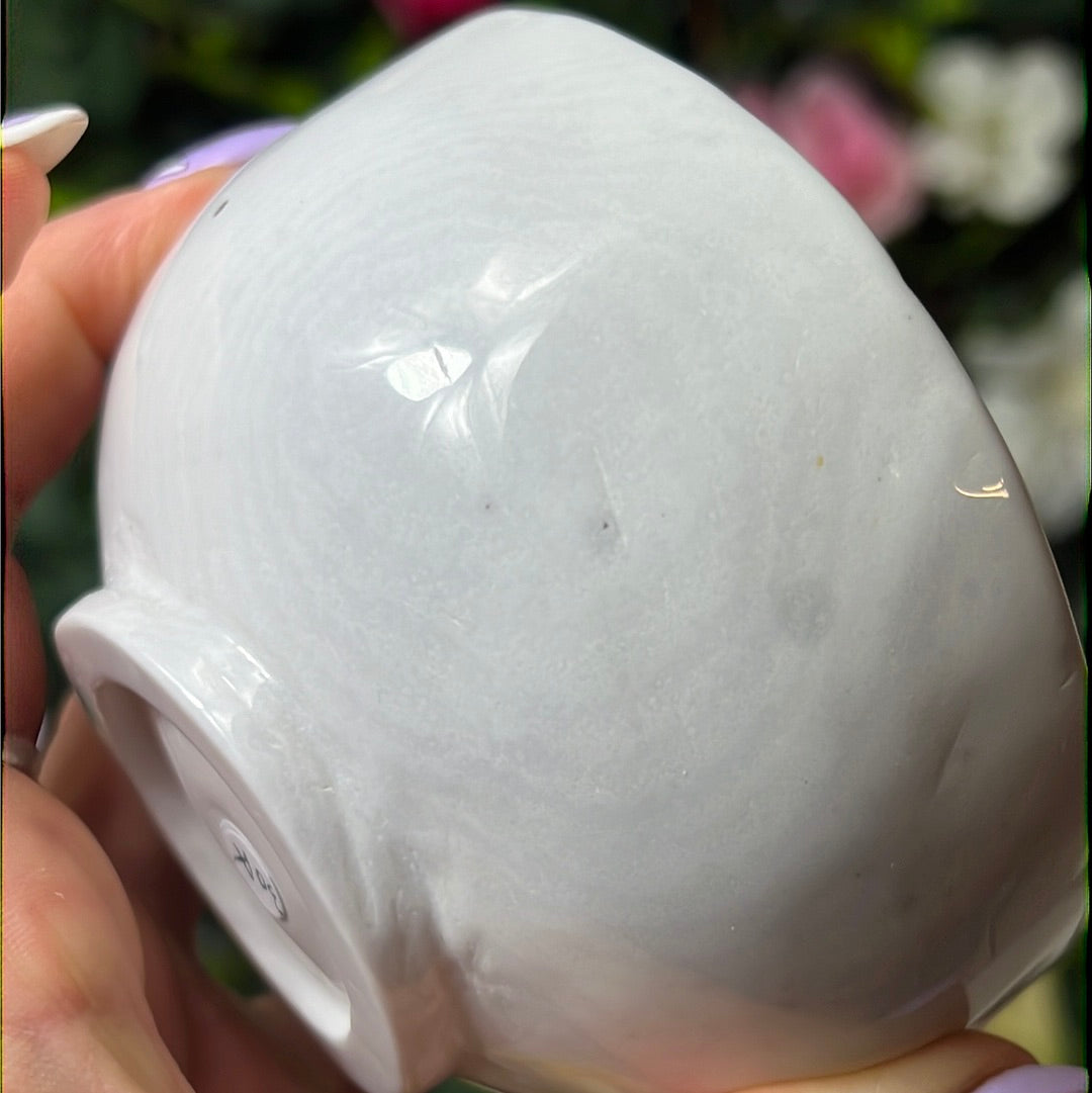 Handcarved White Banded Agate Charging Dish Bowl Plate