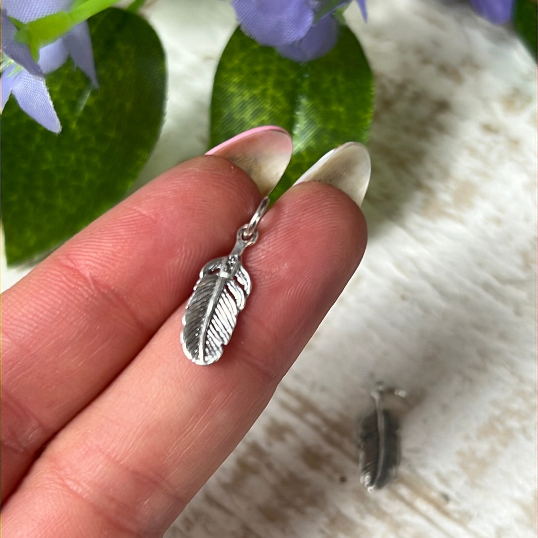 Feather 925 Sterling Silver Pendant Charm