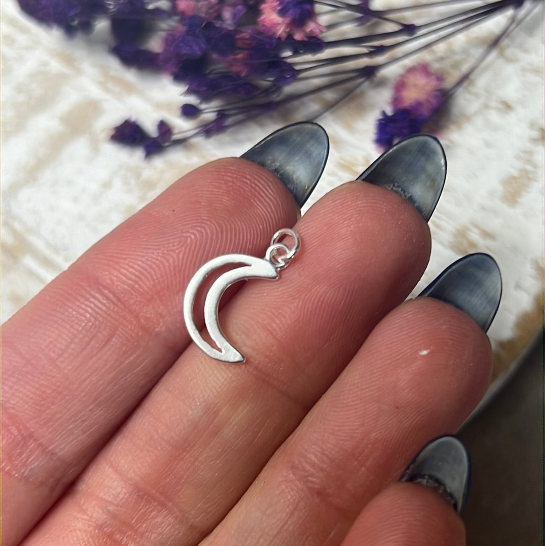 Moon Open 925 Sterling Silver Pendant Charm