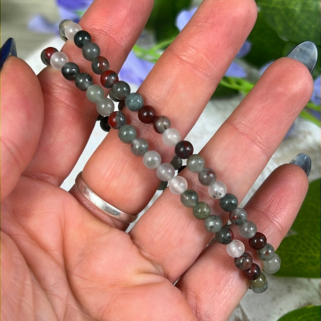4mm African Bloodstone Bead Bracelet