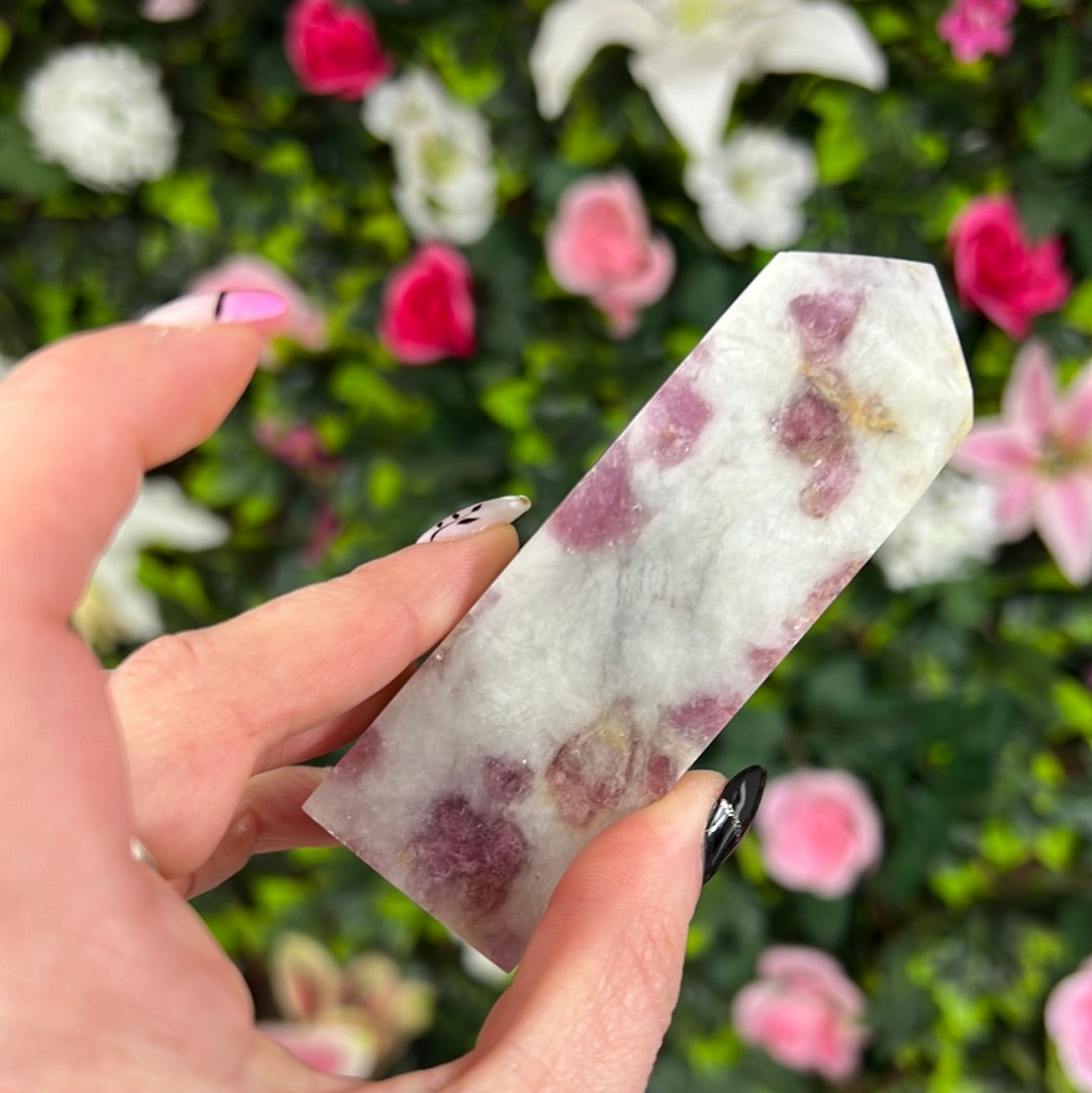 Pink tourmaline and aquamarine Towers Tower Point