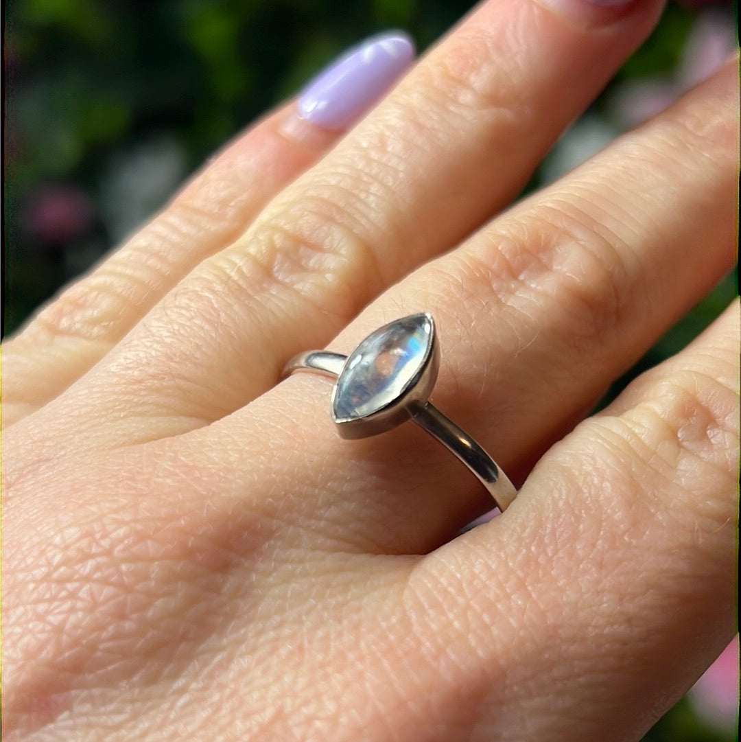 Moonstone 925 Sterling Silver Ring -  Size Z + 1