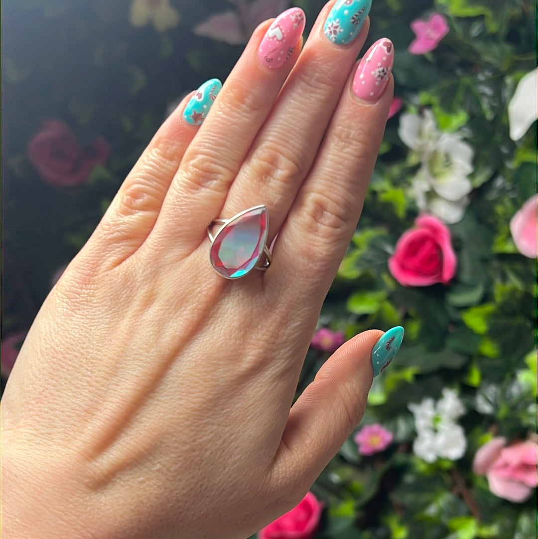 Mystic Topaz 925 Sterling Silver Ring - Size S