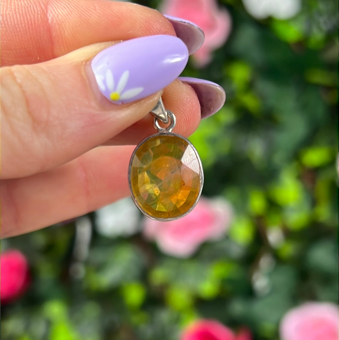 Yellow Sapphire - Sterling 925 Silver Pendant RARE