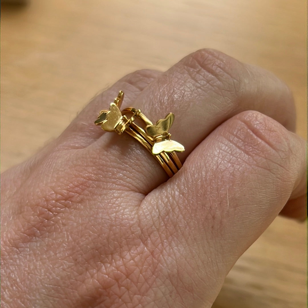 18K GOLD Trio Butterfly Stacker Ring