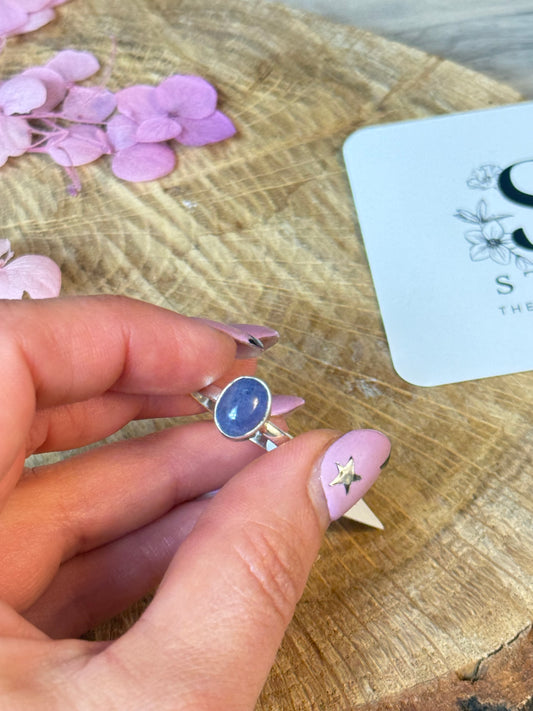 Tanzanite 925 Silver Ring - Size S 1/2