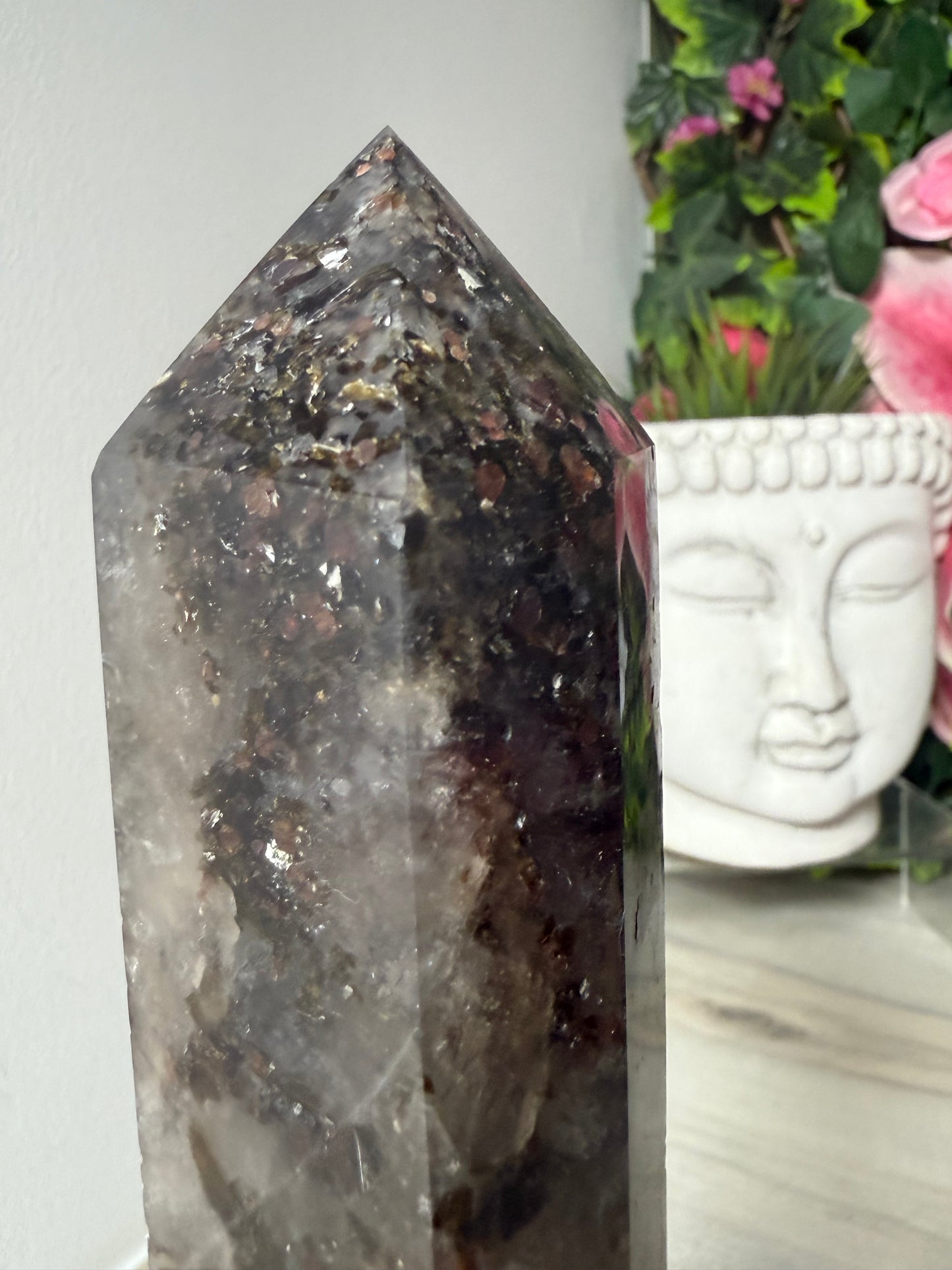 RARE Smokey with garnet & mica Tower Point