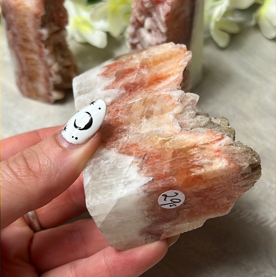 Sunstone, Orchid & Orange Calcite Druzy Tower Points