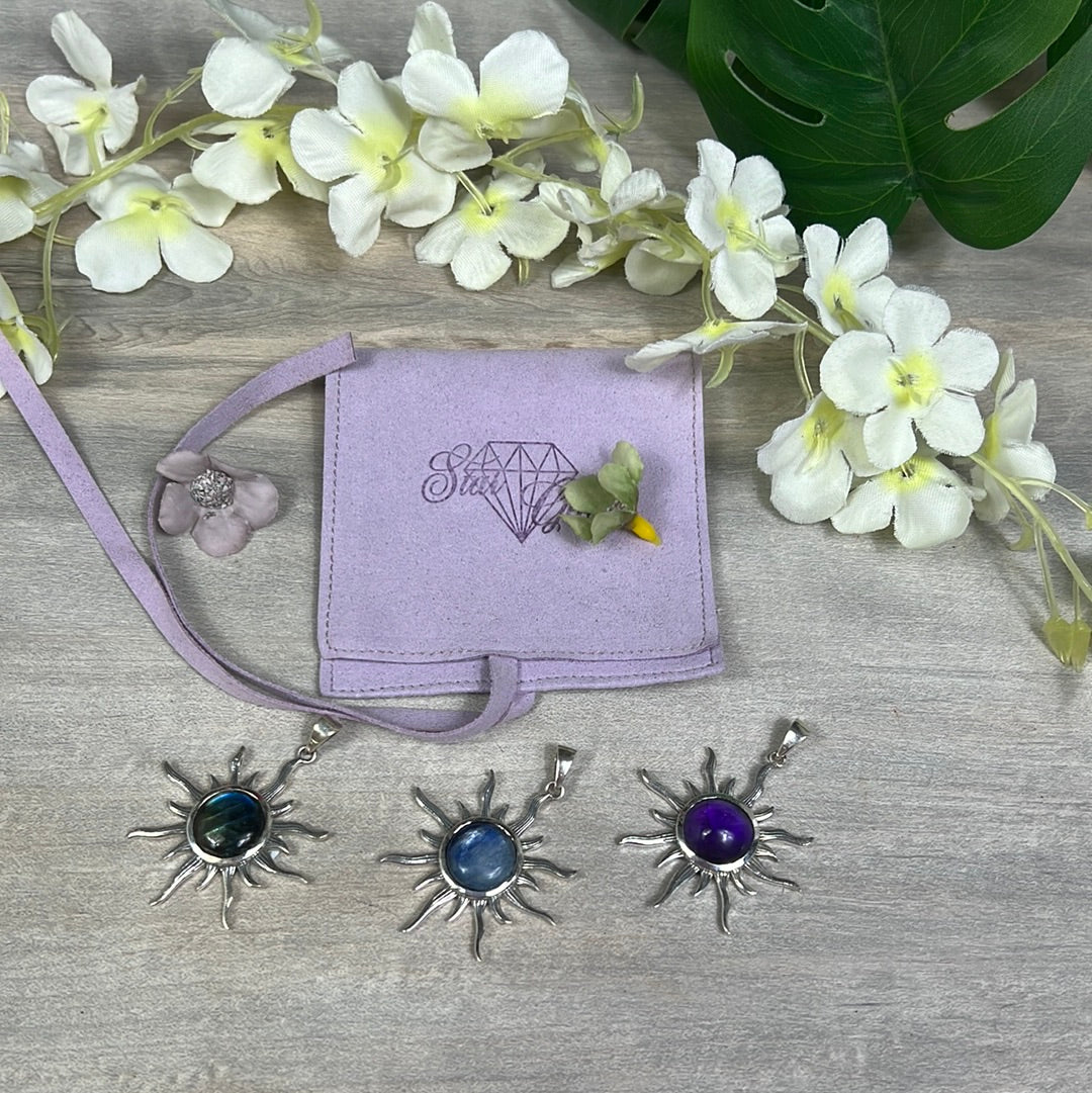 Flaming Sun Sunshine 925 Sterling Silver Pendant