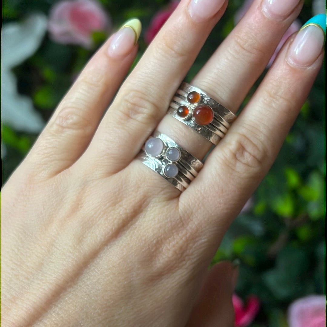 Trio Fidget Spinner Ring - Sterling Silver 925 Size P 1/2