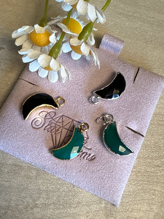 Moon Facet Cut - 925 Silver / 18ct gold electroplated Pendant Charm