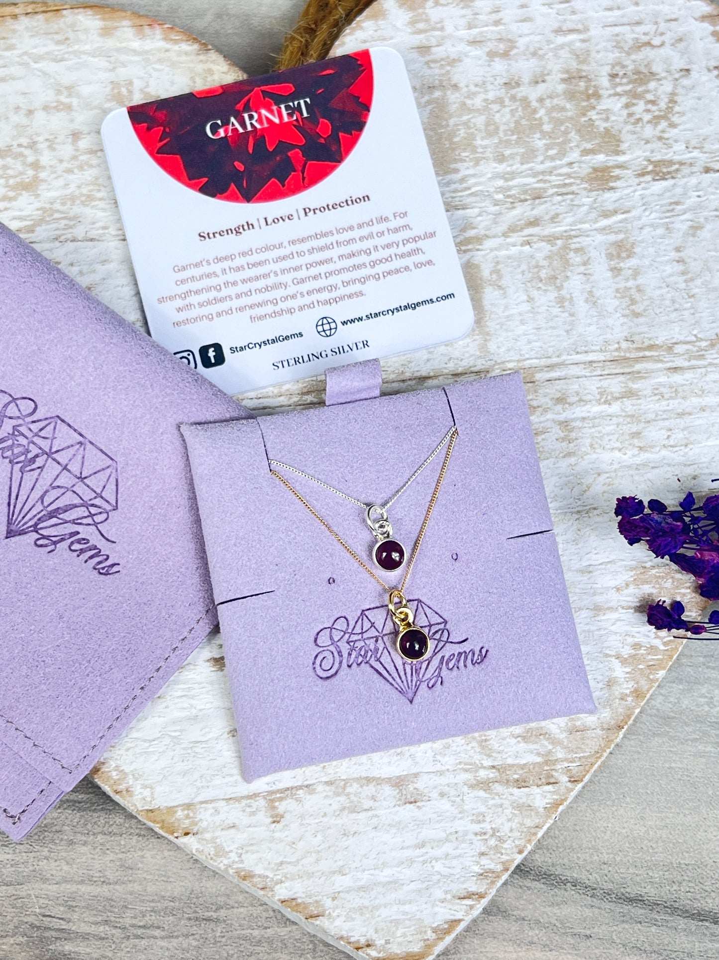 Garnet Gold Personalised Initial Necklace - Vermeil Sterling Gold