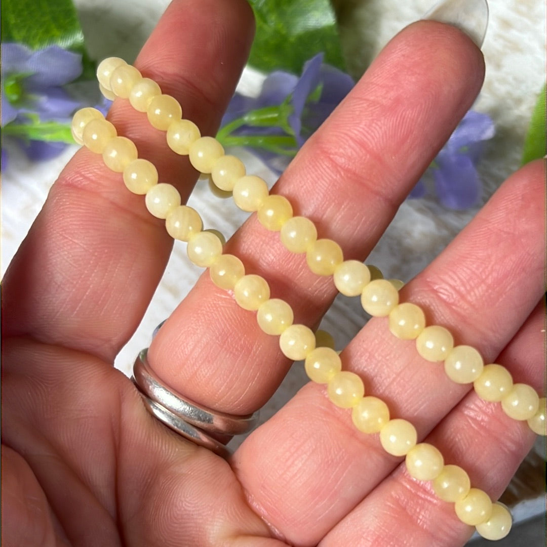 4mm Orange Calcite Bead Bracelet