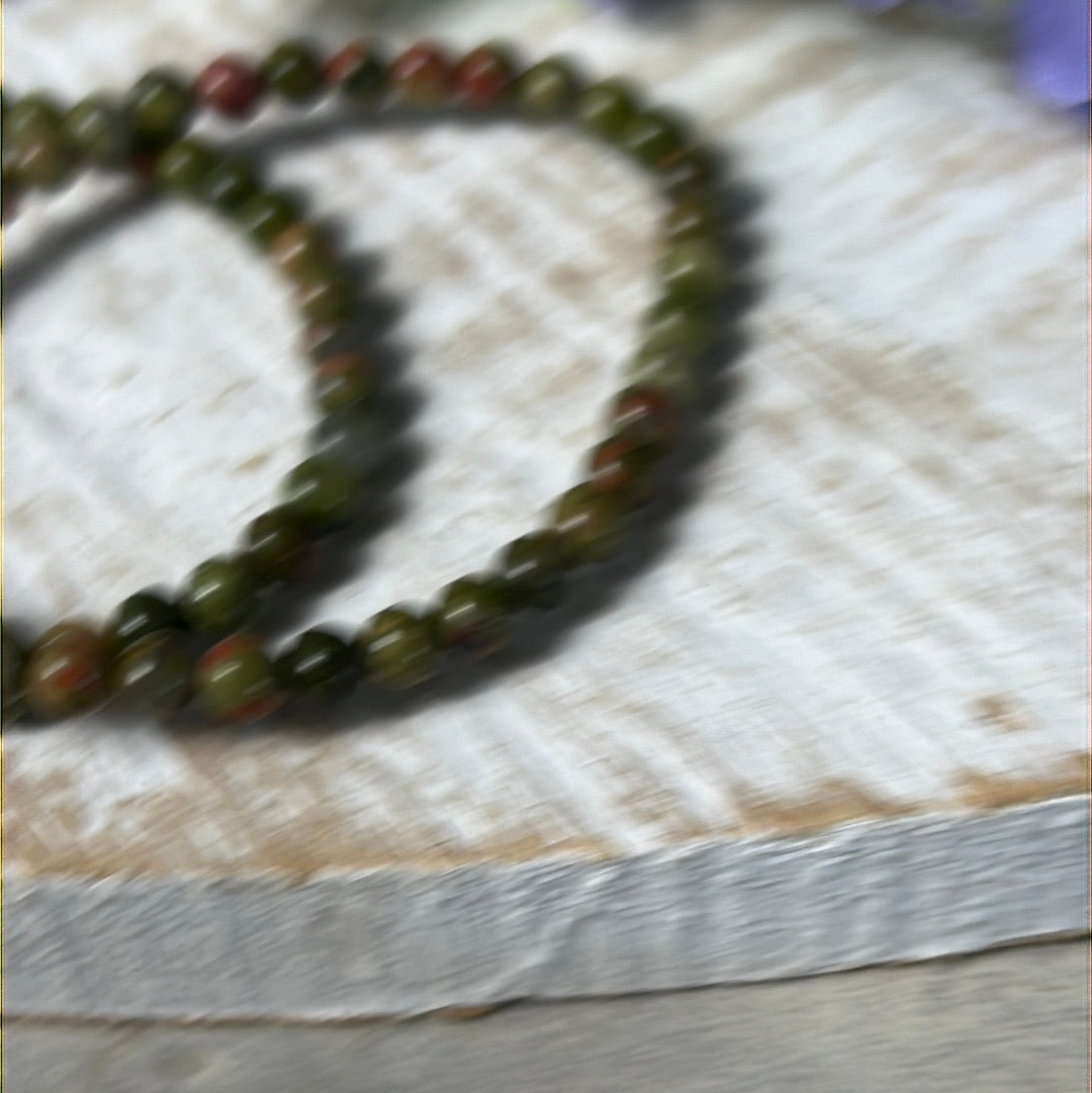 4mm Unakite Bead Bracelet