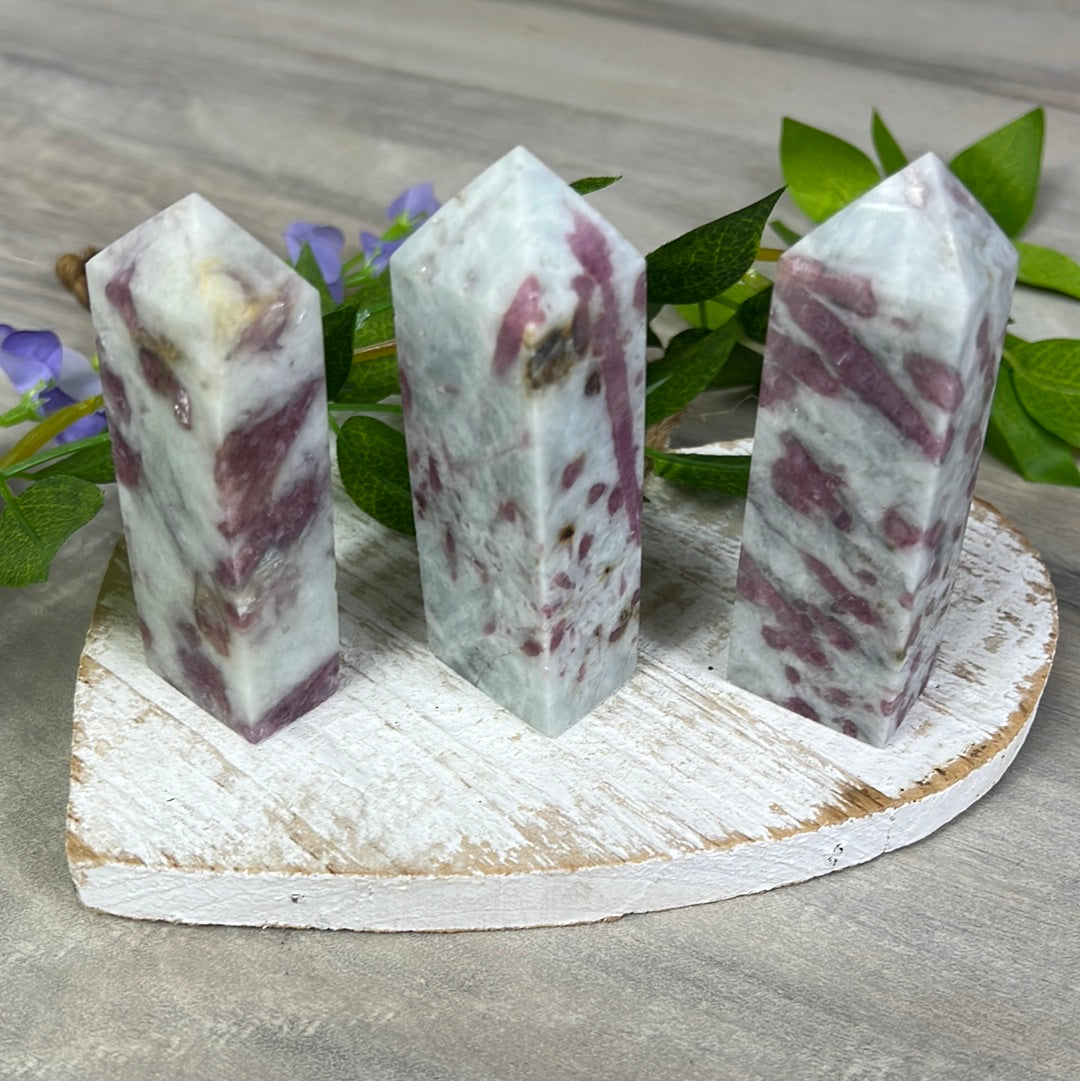 Pink tourmaline and aquamarine Towers Tower Point