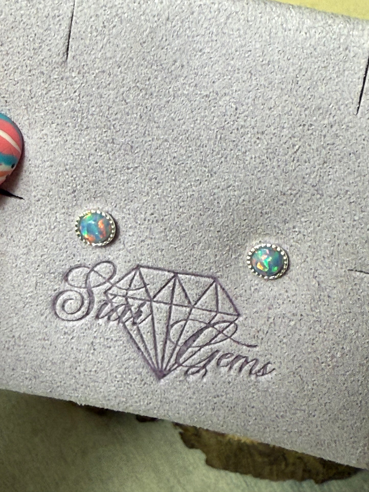 Handmade Blue Opal Sterling Silver Studs