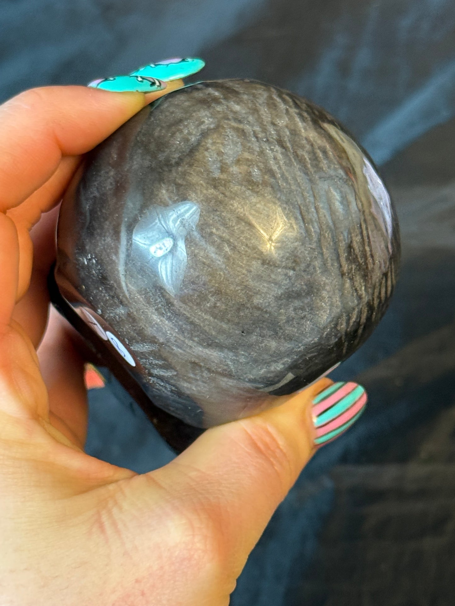Silver Obsidian Skull