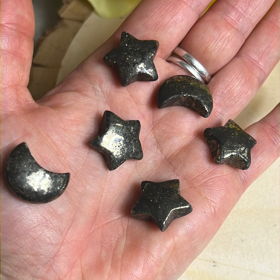 Pyrite - Mini Moon Star Pair