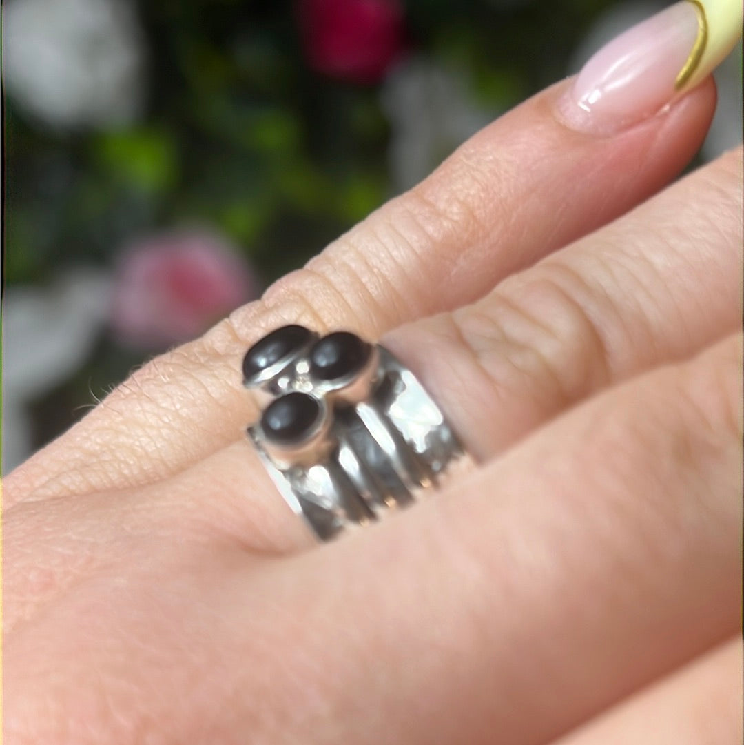 Trio Fidget Spinner Ring - Sterling Silver 925 - Size L 1/2