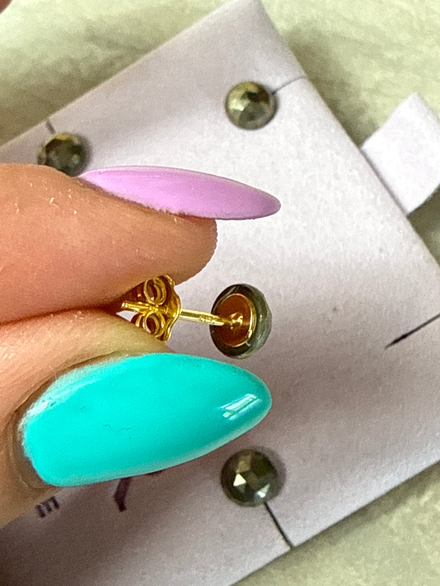 Pyrite Studs Earrings Handmade - 18K / 925