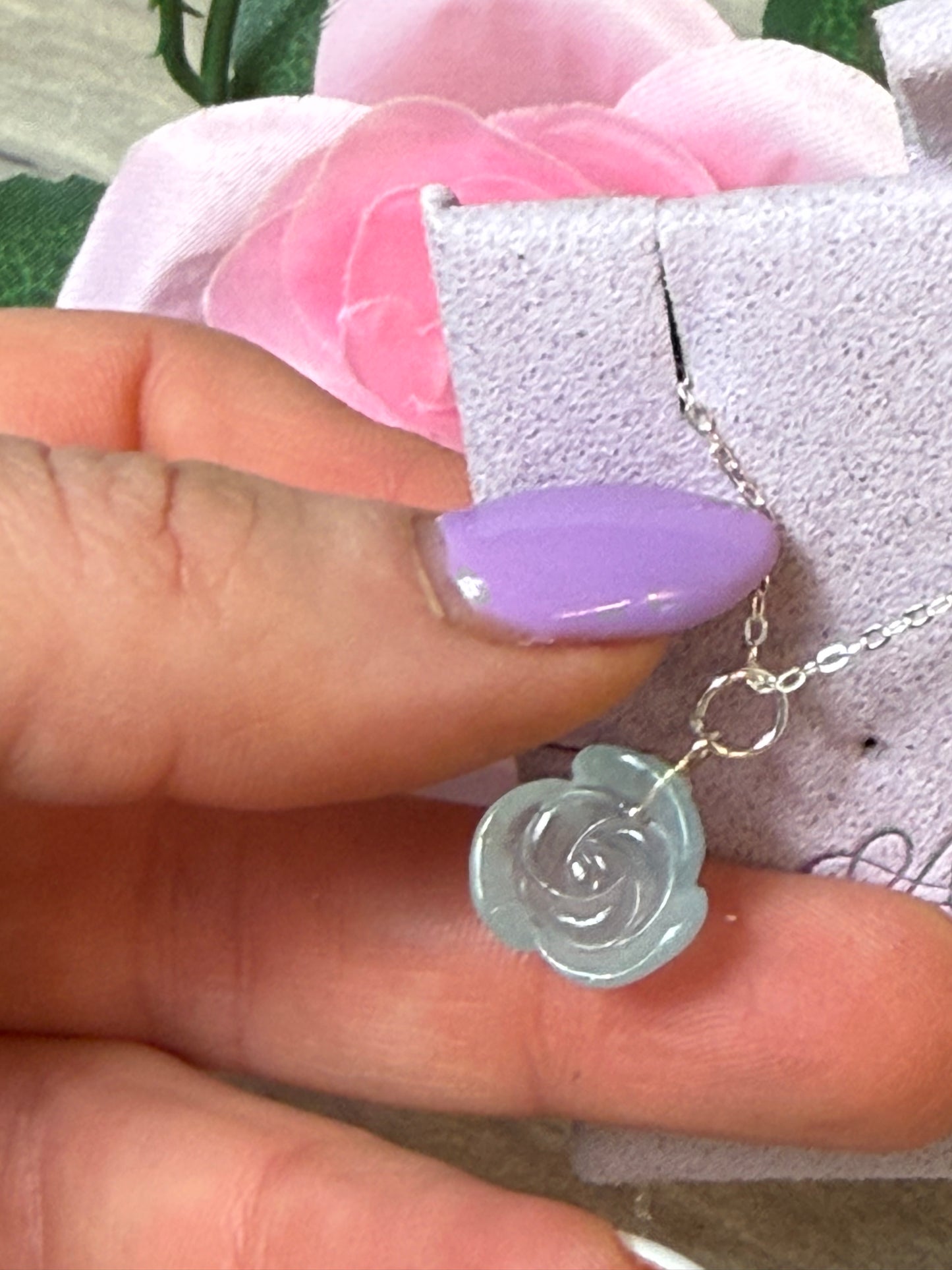 Aquamarine Flower Sterling Pendant
