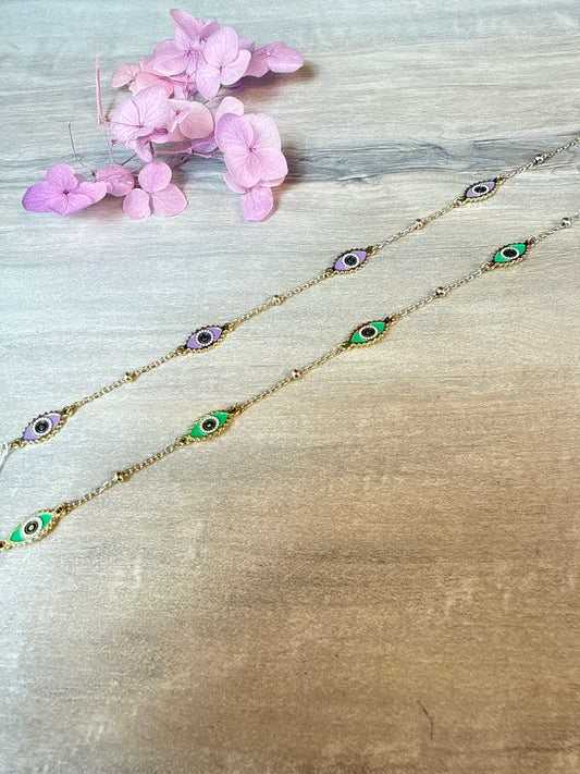 Evil Eye Summer Anklets  - Adjustable Plated