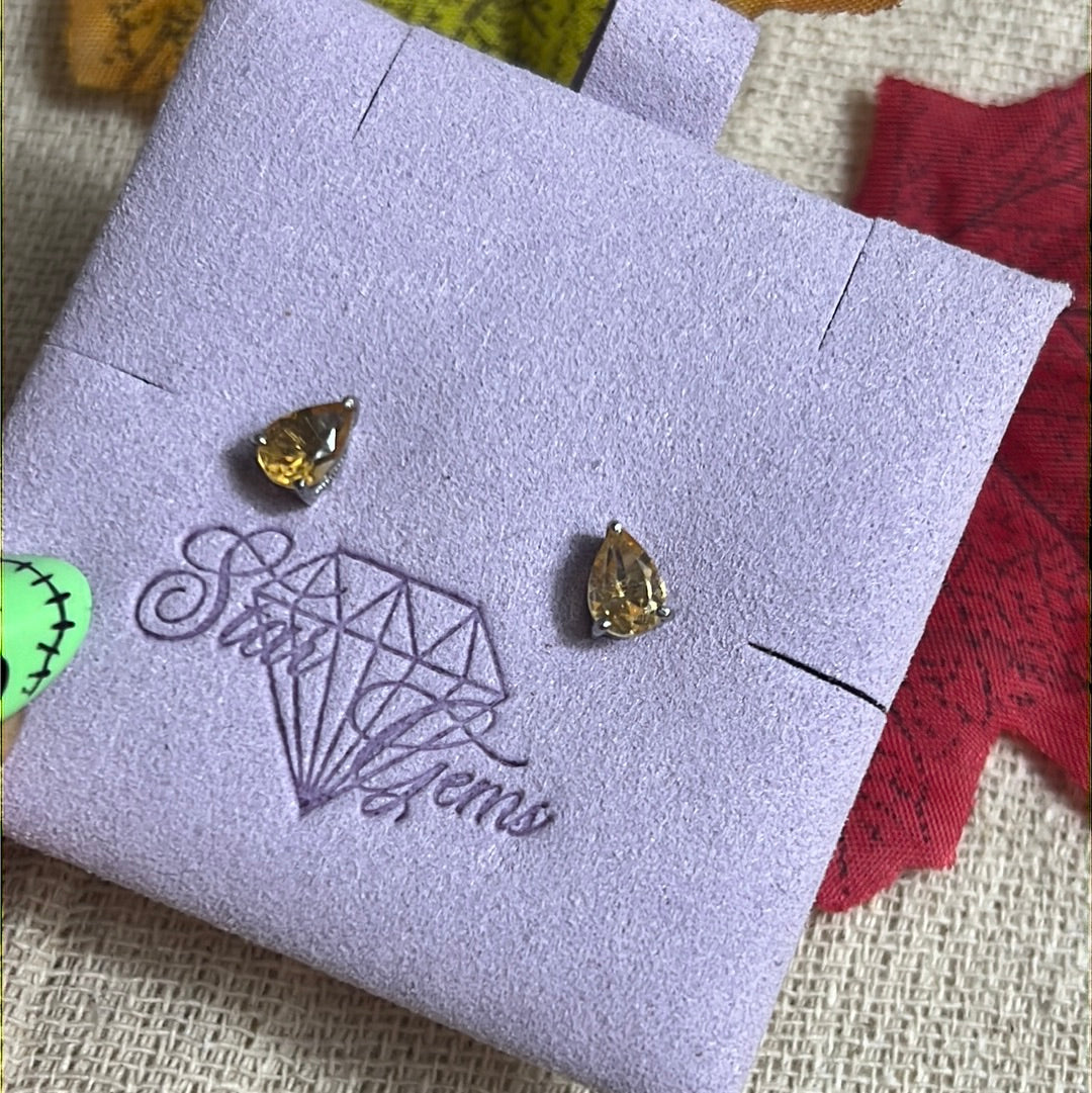 Citrine Facet 925 Sterling Studs Earrings - claw setting