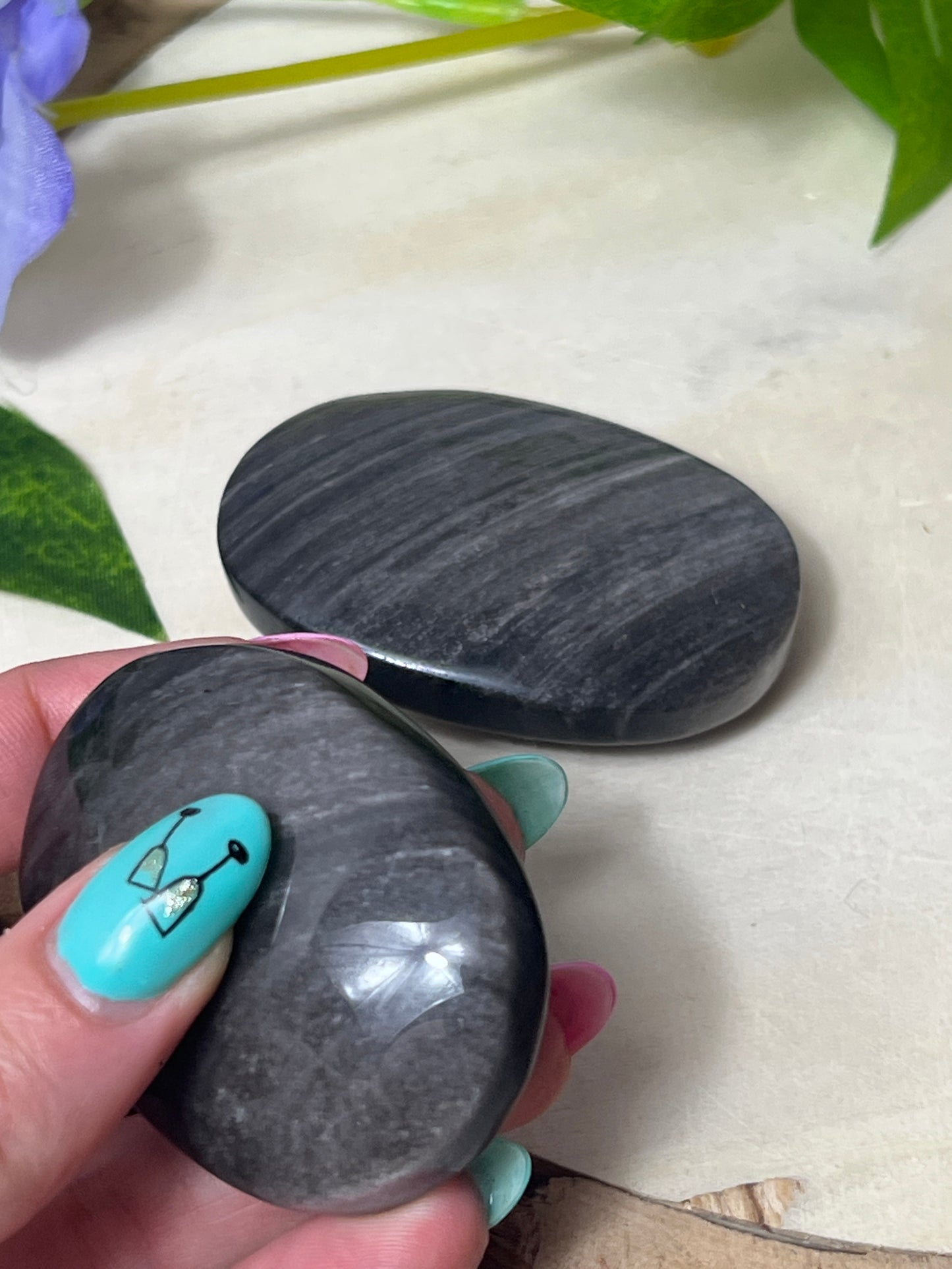 Silver Sheen Obsidian Palm