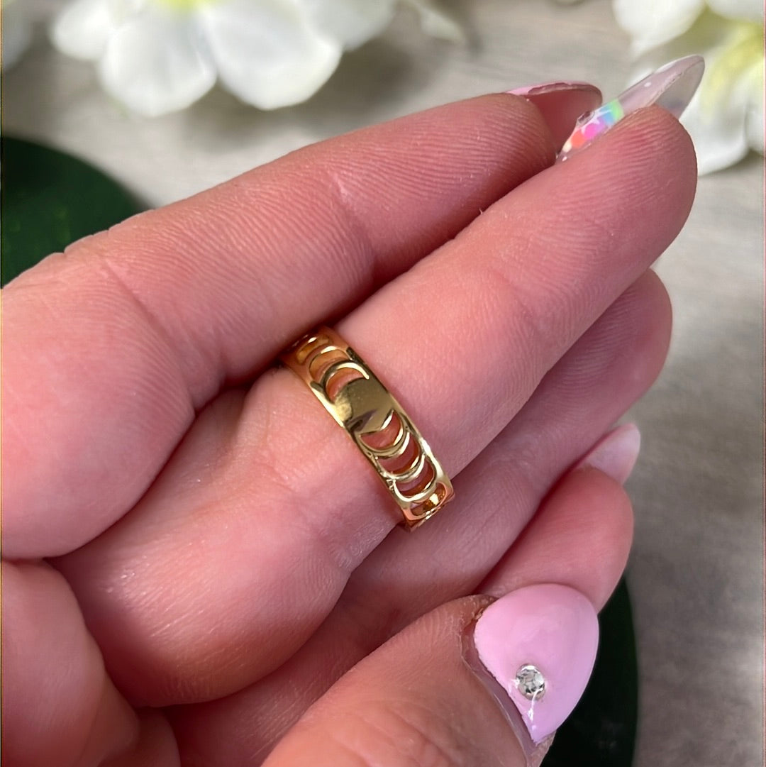 18K Gold Lunar Moon Phase Ring