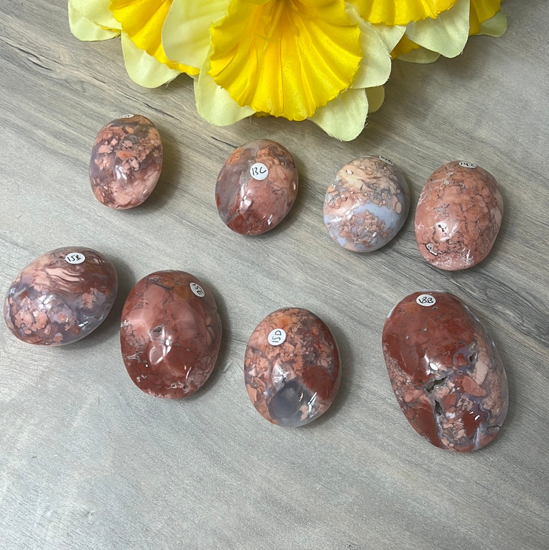 Pink Druzy Petal Agate Palm Pebble