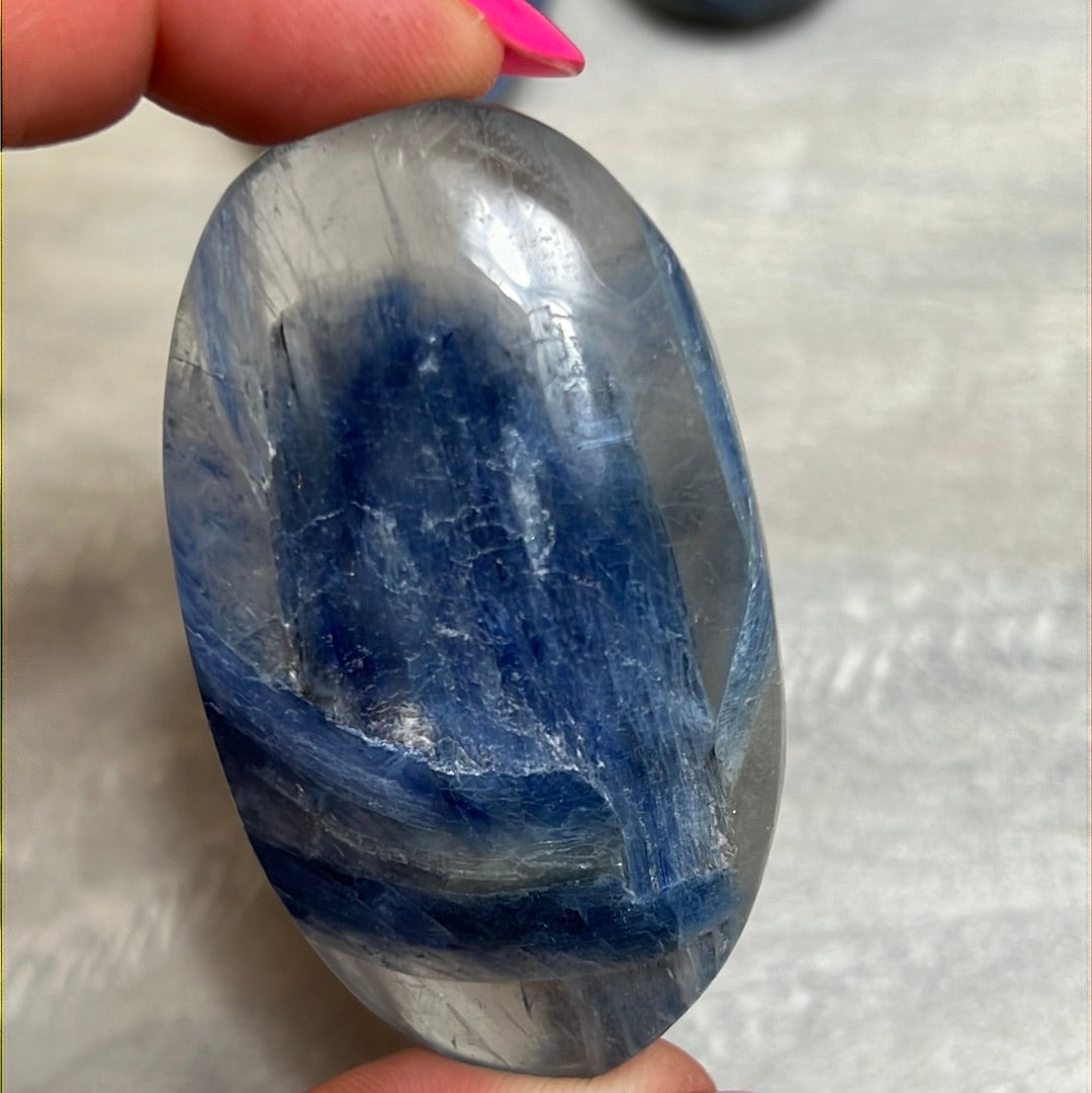 Kyanite in Clear Quartz Palm - rare find