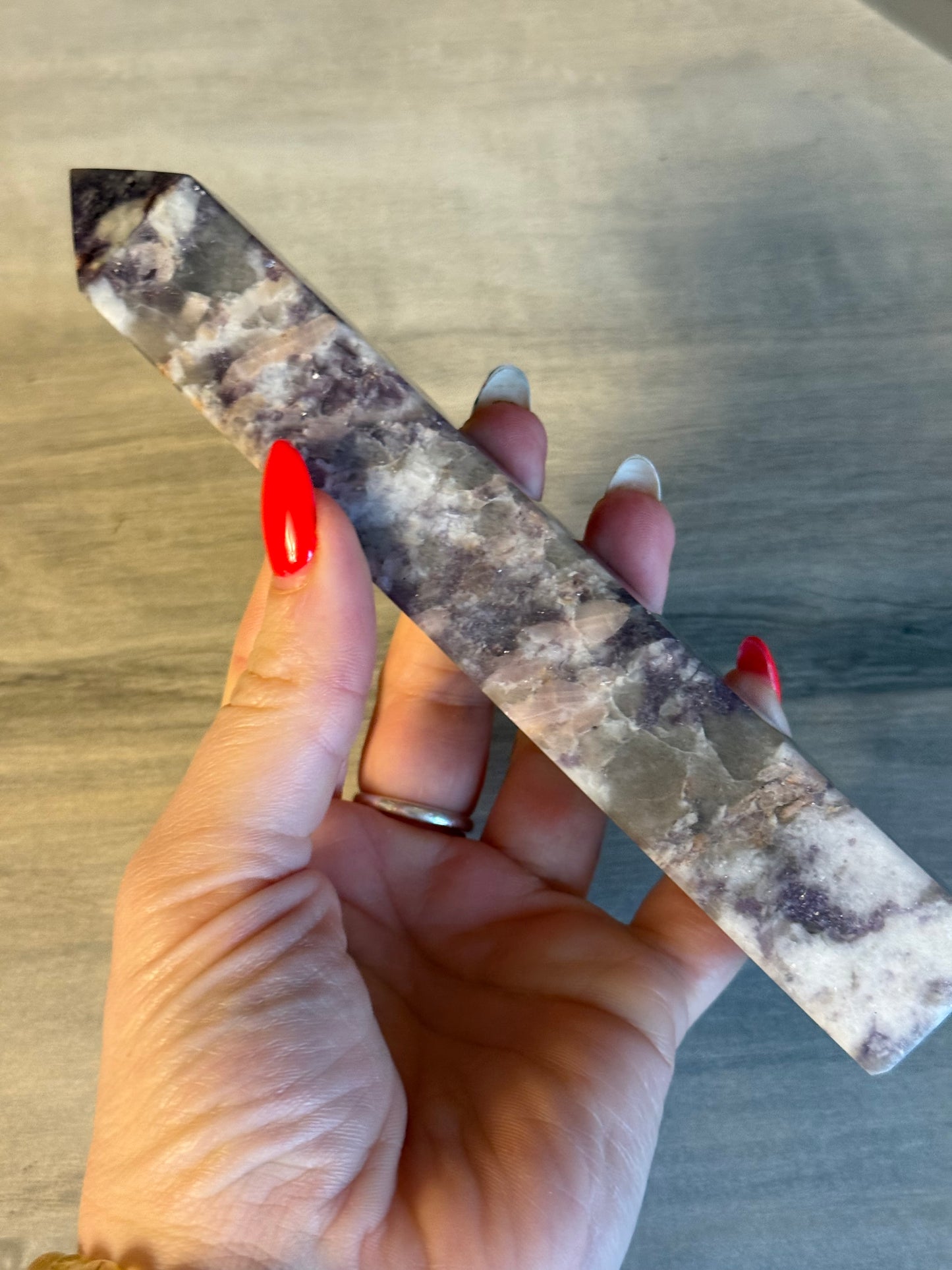 Kunzite Lepidolite Smokey Unicorn Tower Point - rare mix