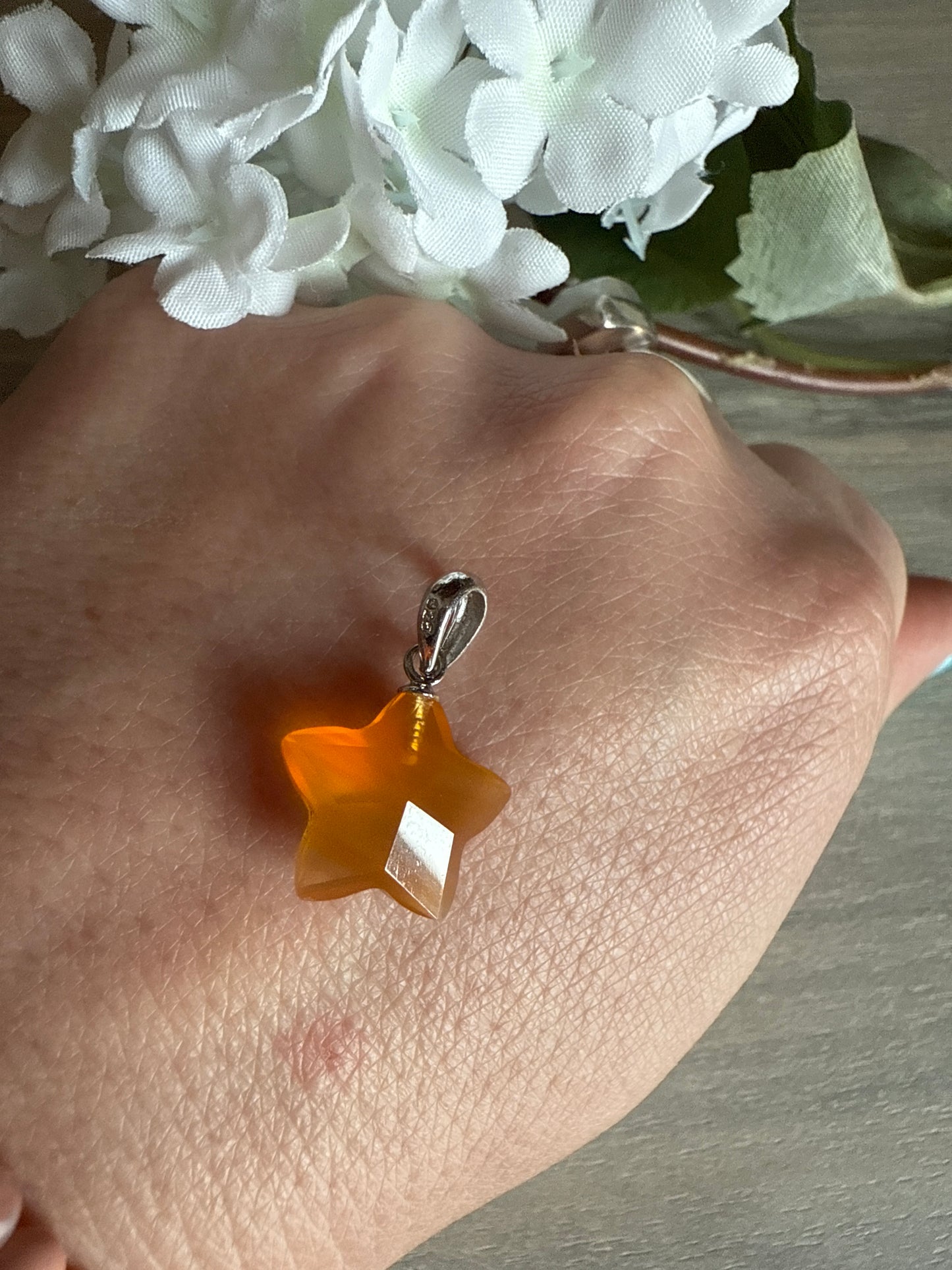 Carnelian Star - Facet 925 Pendant