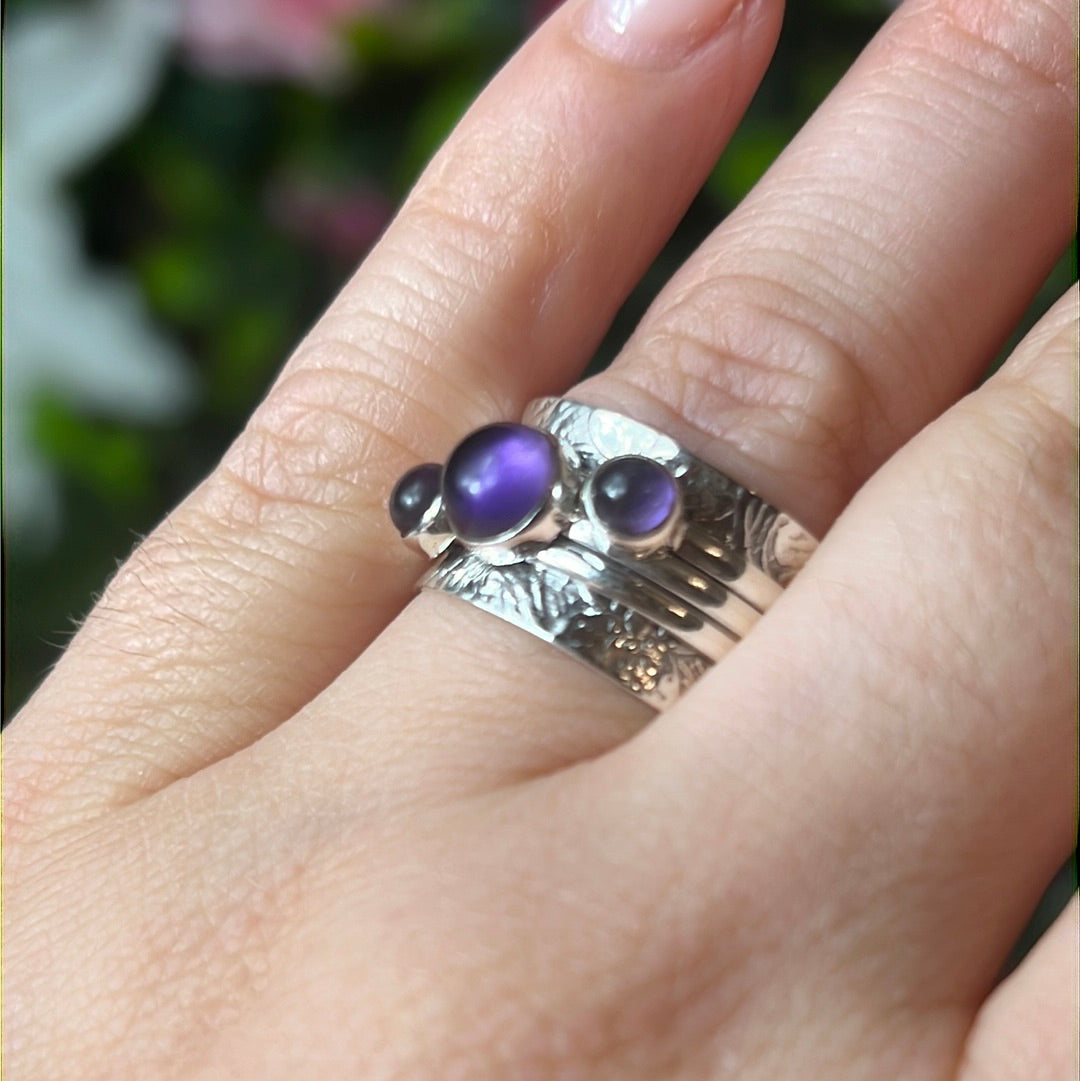 Trio Fidget Spinner Ring - Sterling Silver 925 Size N 1/2