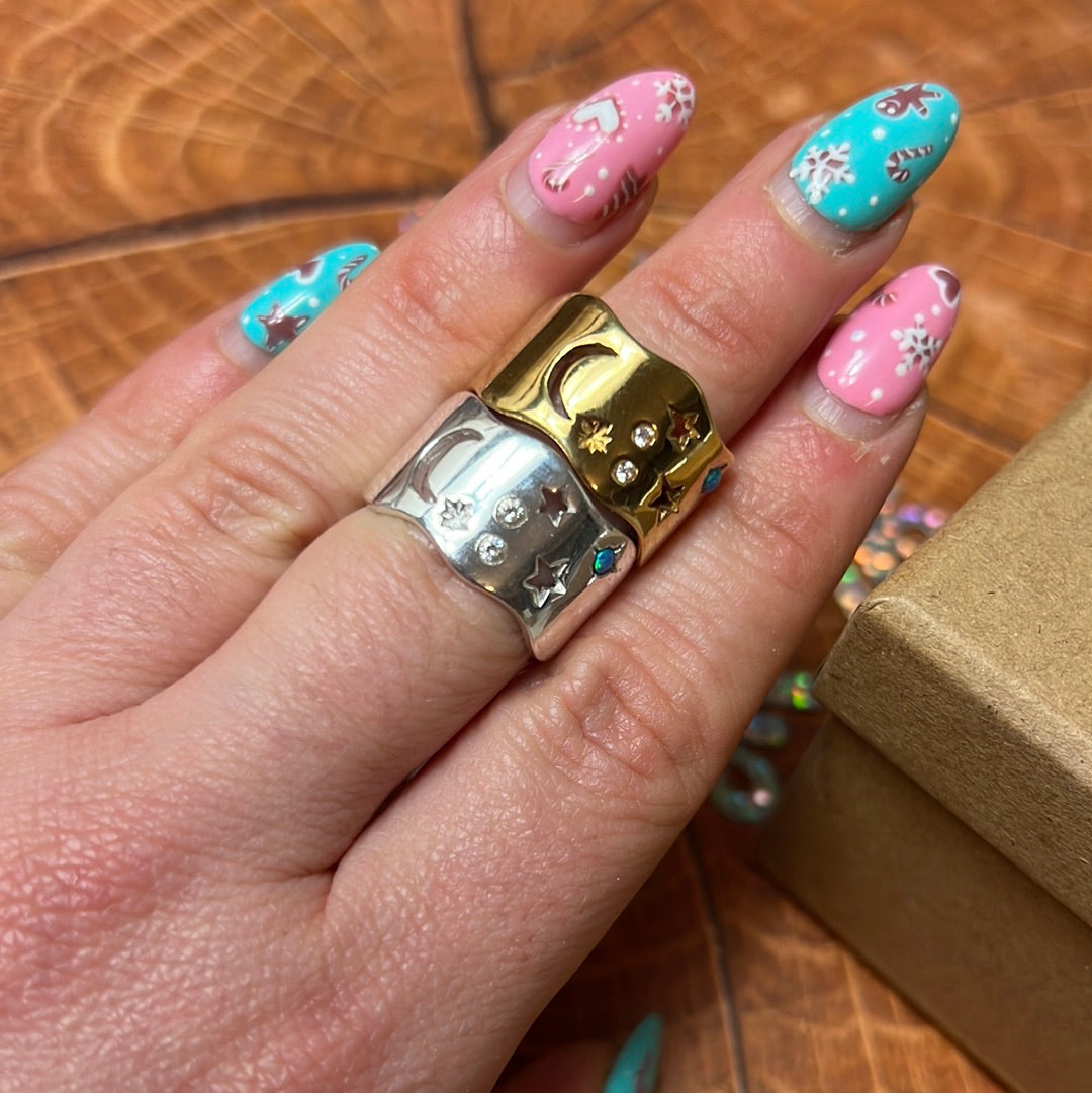 Tala Lani Opal Moon - 22ct Gold Plated 925 Sterling Ring