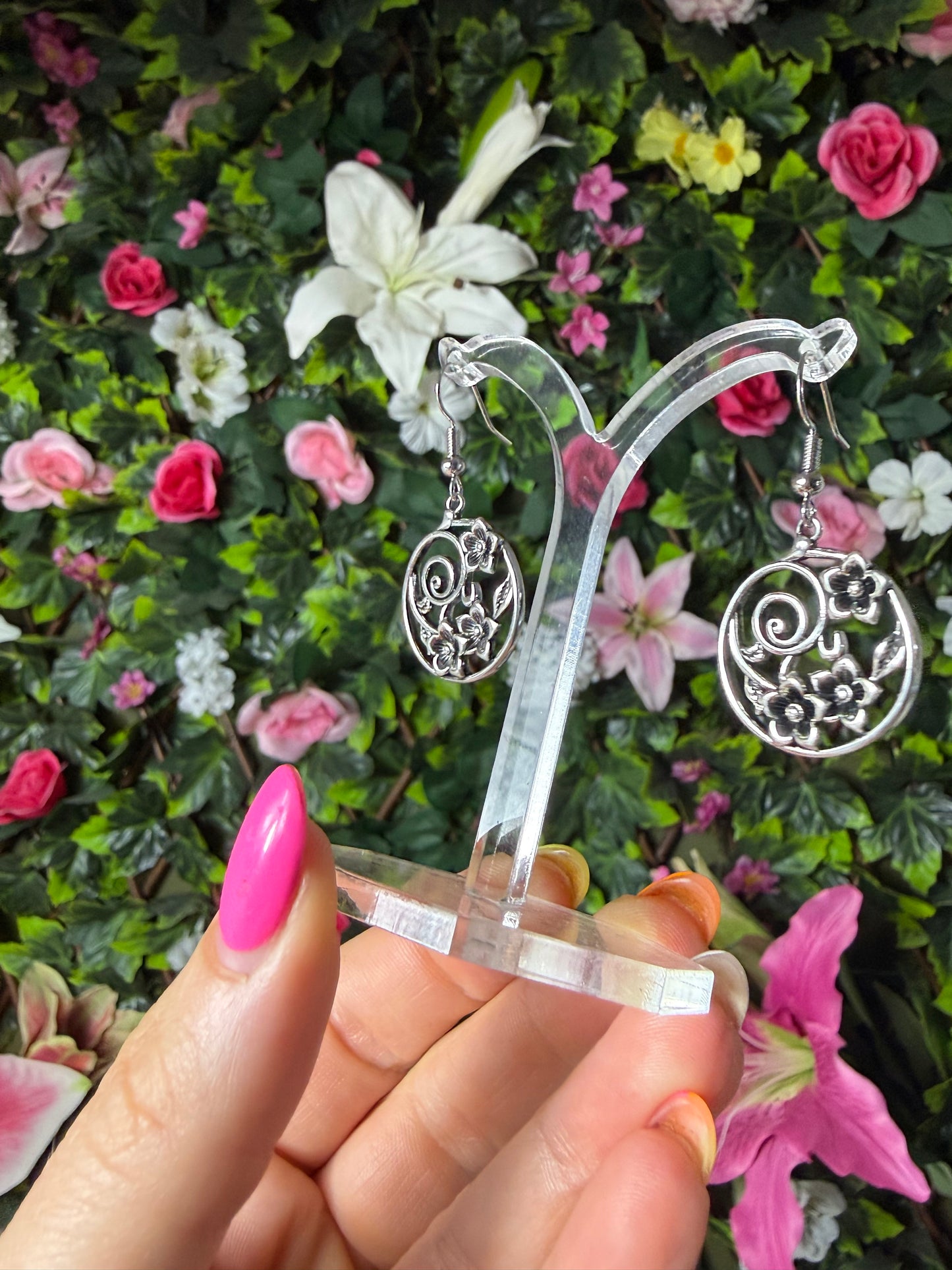 Swirl Flower Earrings - Stainless steel