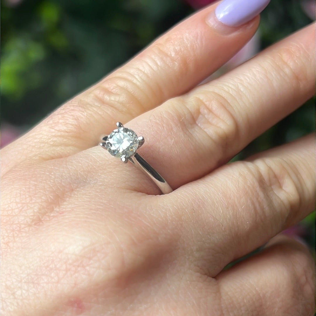 Moissanite 925 Sterling Silver Ring - Size L 1/2 0.90ct