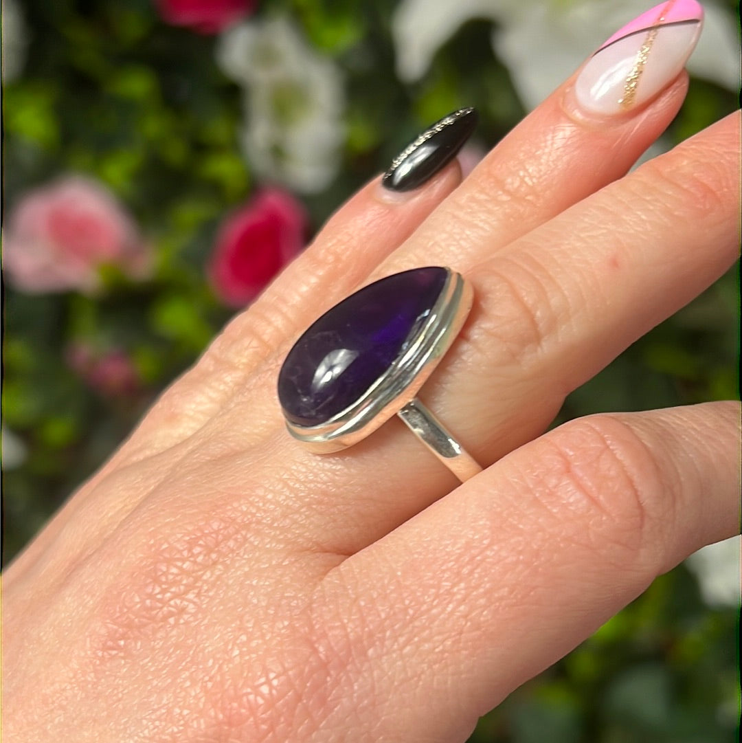 Amethyst 925 Silver Ring -  Size N 1/2